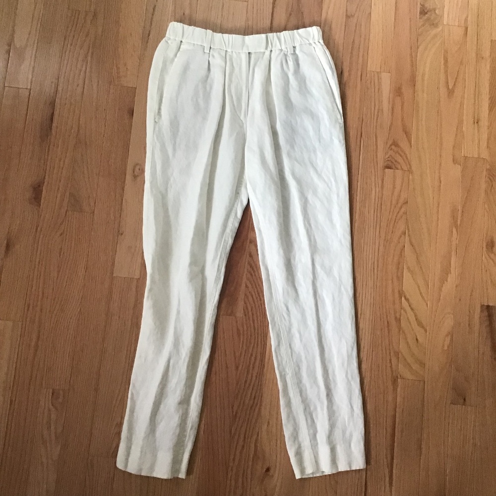 Isabel Marant Cream Extended Tab Slouchy Pleated Ankle Pants - Jane Birkin Style